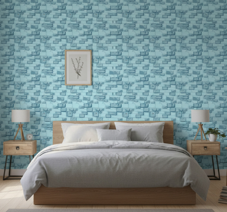 Äktenskap tapet blå sten tegel - Tenstickers