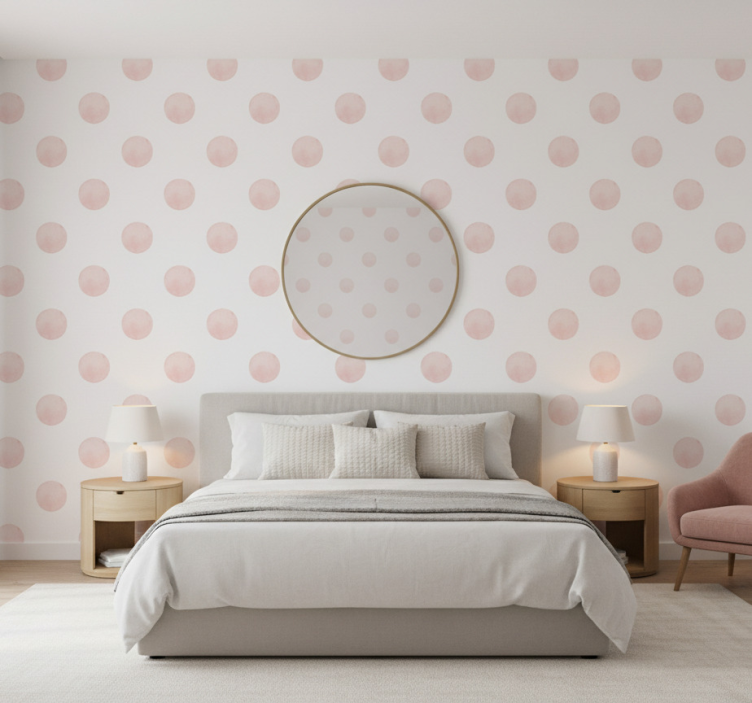 Äktenskap tapet blush akvarell prickar - Tenstickers