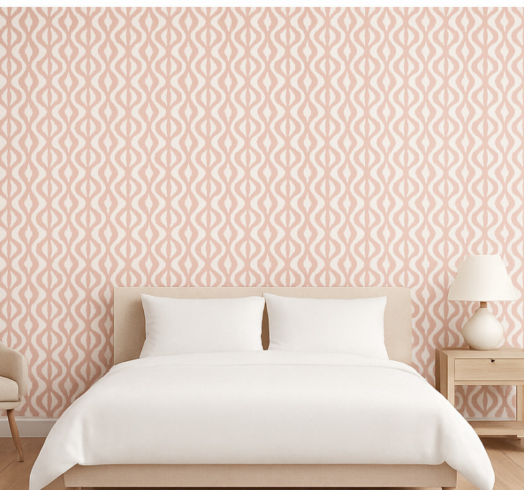 Äktenskap tapet dammros ikat geometrisk - Tenstickers