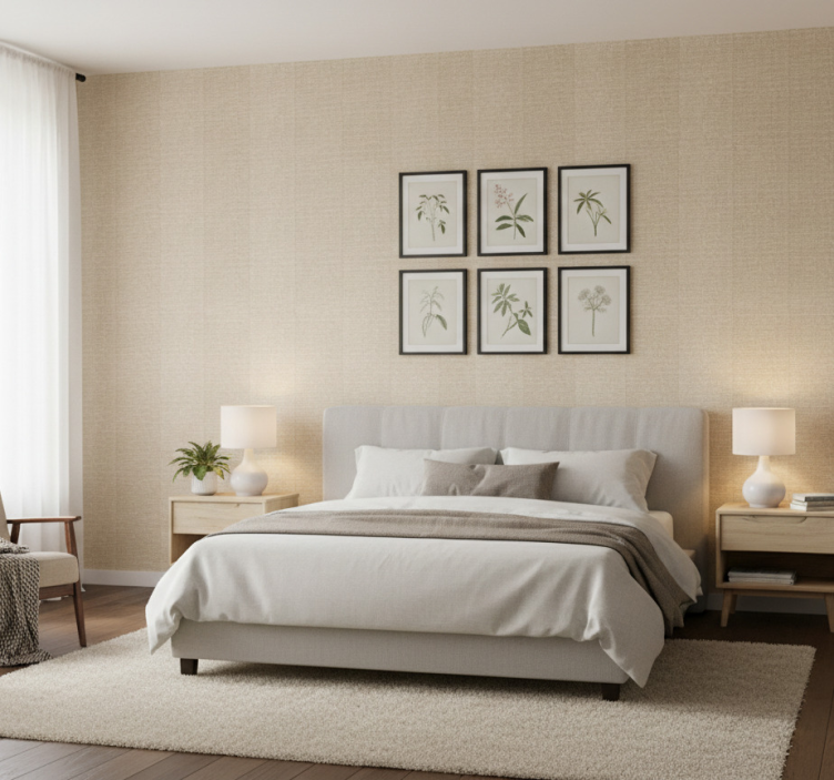 Äktenskap tapet enfärgad beige tyg - Tenstickers