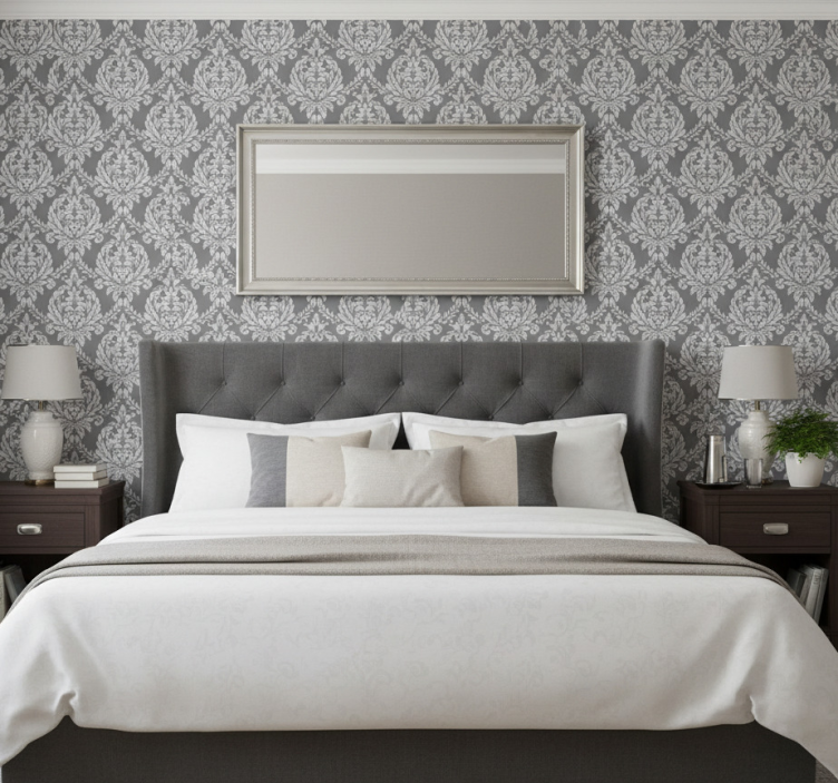 Äktenskap tapet grå damaskmönster - Tenstickers