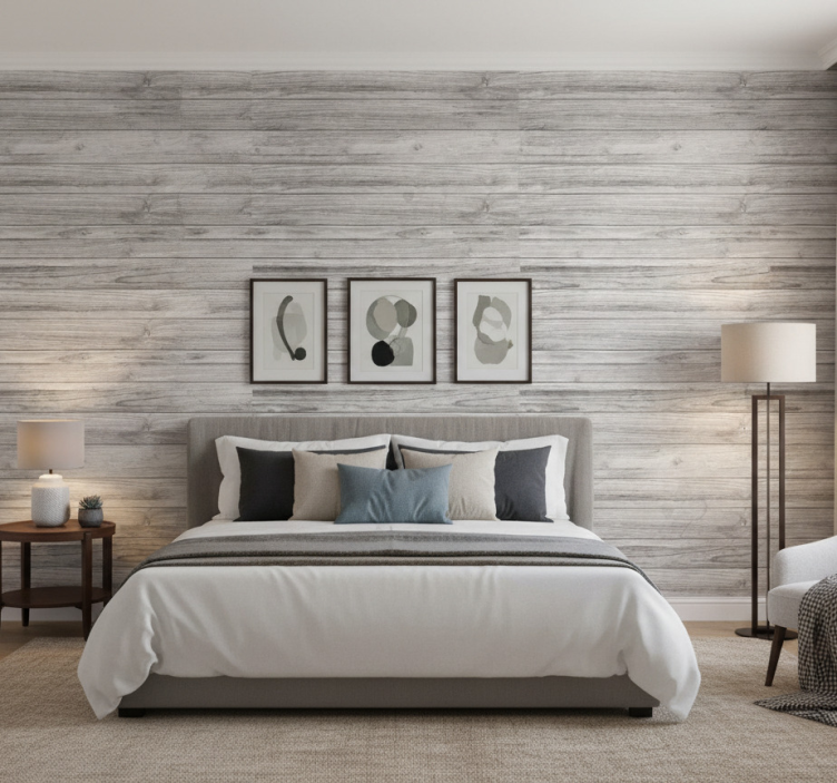 Äktenskap tapet grå plankor - Tenstickers