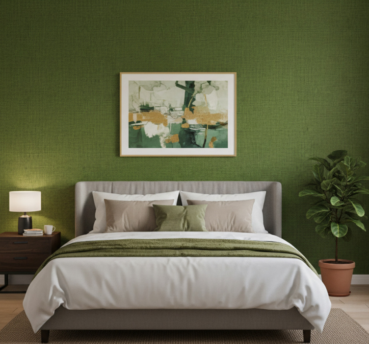 Äktenskap tapet grön tygtextur - Tenstickers