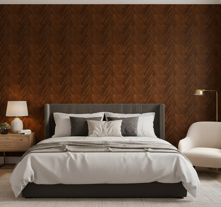 Äktenskap tapet i kosmopolitisk trä zigzag effekt - Tenstickers