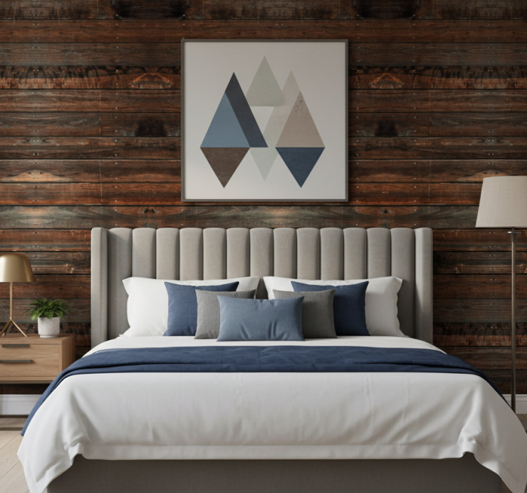 Äktenskap tapet i mörkbrunt trä - Tenstickers