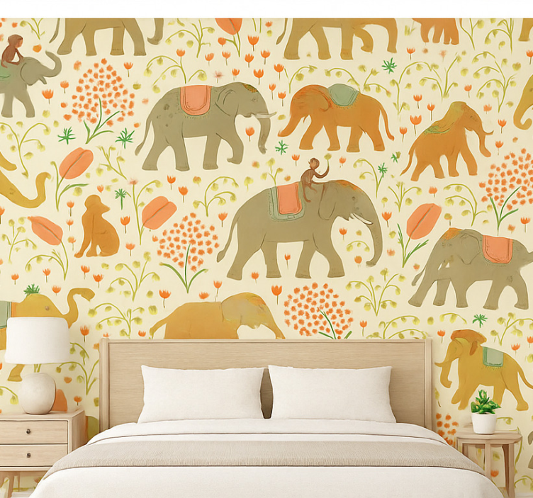Äktenskap tapet indisk elefant safari - Tenstickers