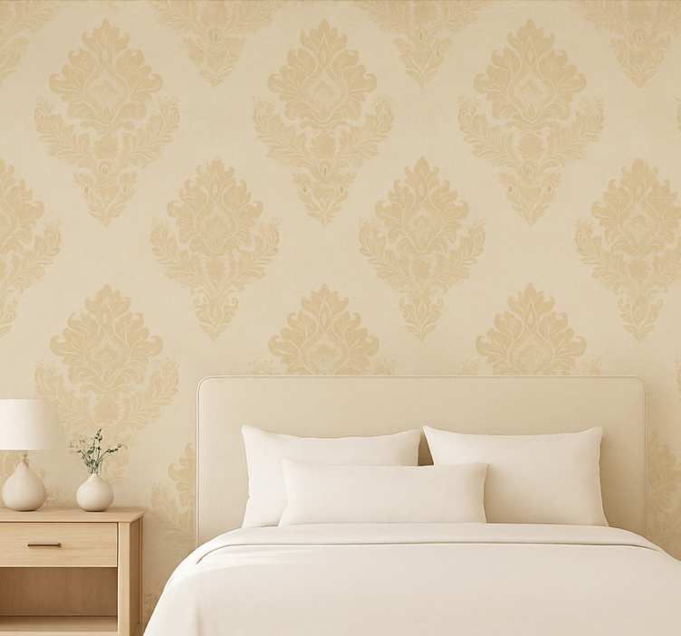 Äktenskap tapet klassisk beige damask - Tenstickers