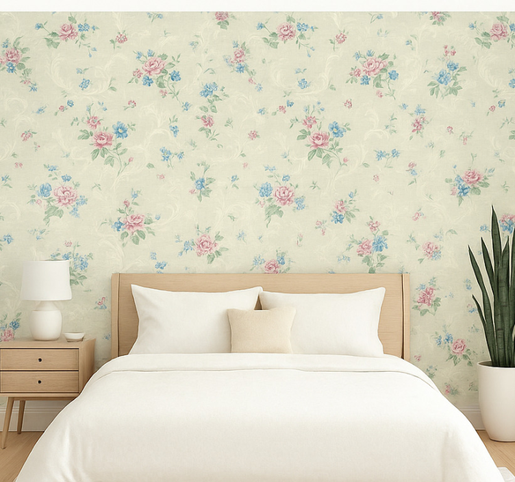 Äktenskap tapet med enkelt blommönster - Tenstickers