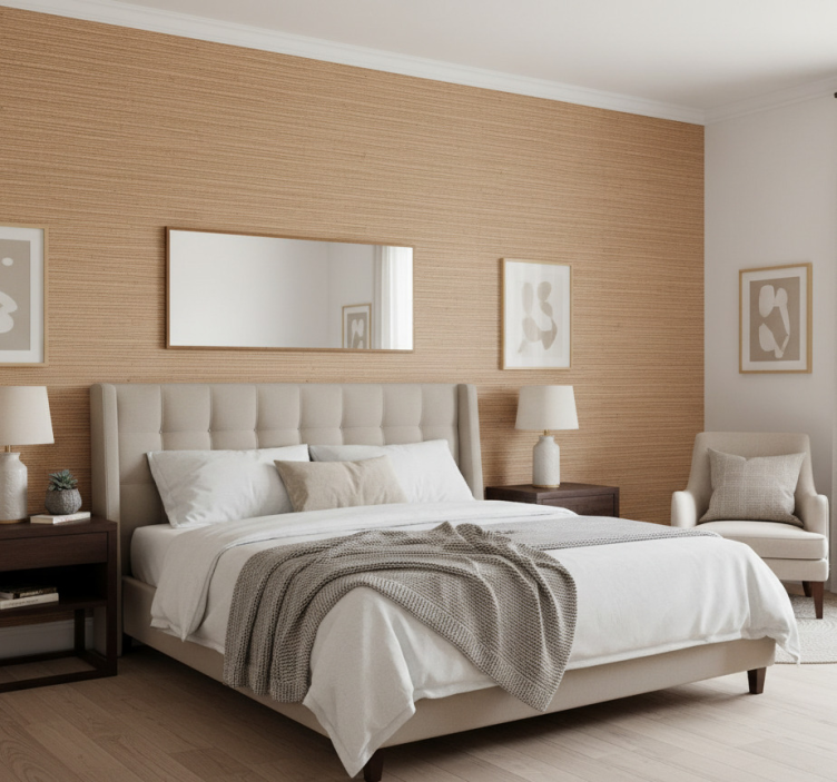 Äktenskap tapet randiga ljusbruna plankor - Tenstickers