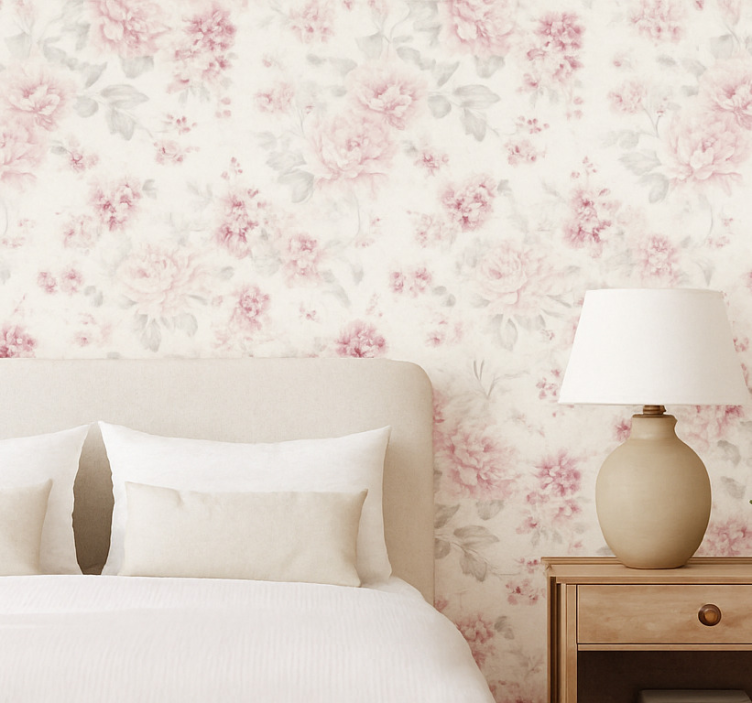 Äktenskap tapet vintage rosa blommönster - Tenstickers