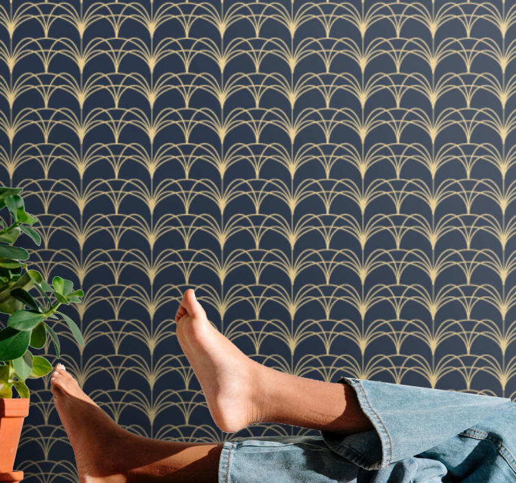 Art déco bågar tapet geometriska former - Tenstickers