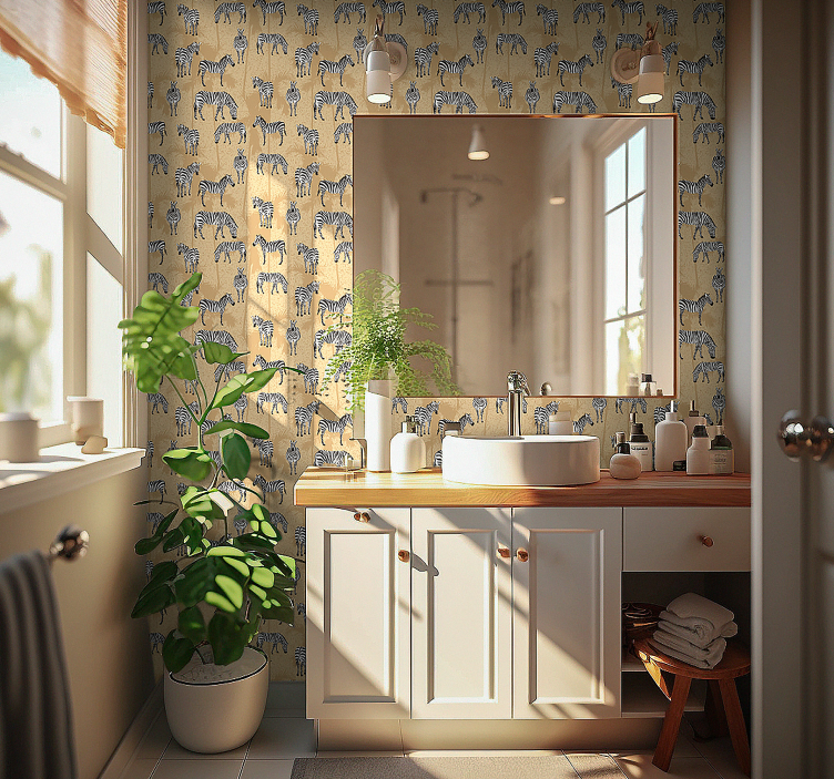 Badrum tapeter zebrasafari - Tenstickers
