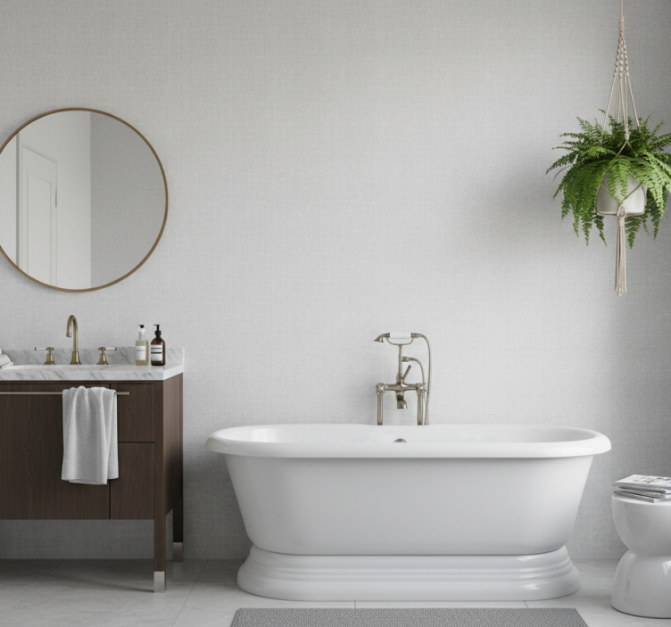 Badrumstapet vit linneimitation - Tenstickers