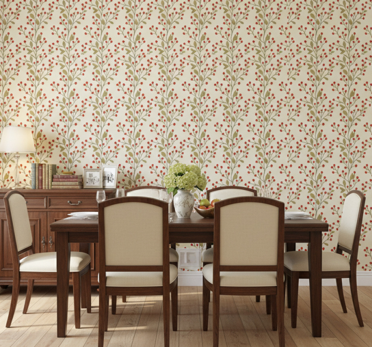 Bärande blommor och blad tapet matsal - Tenstickers