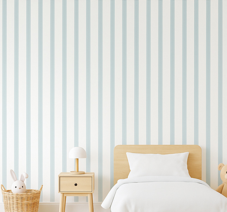 Barn tapet baby stora blå ränder med vitt - Tenstickers