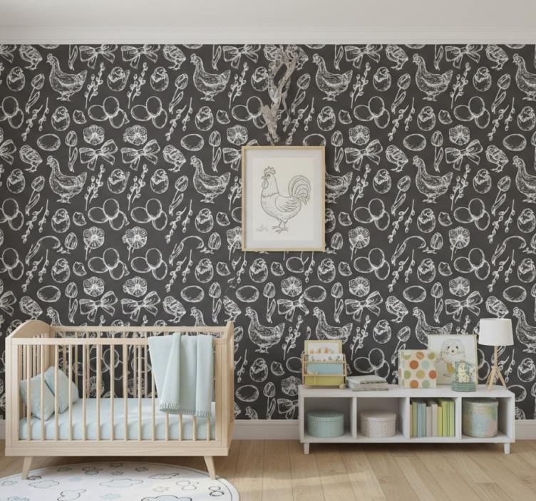 Barn tapet charmiga hönsmönster - Tenstickers
