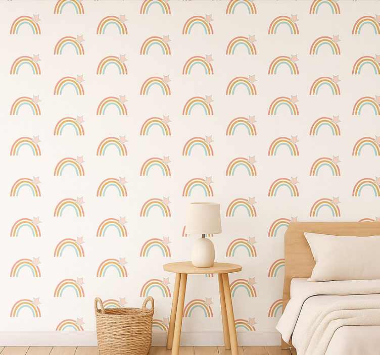 Barn tapet enkel regnbåge mönster - Tenstickers