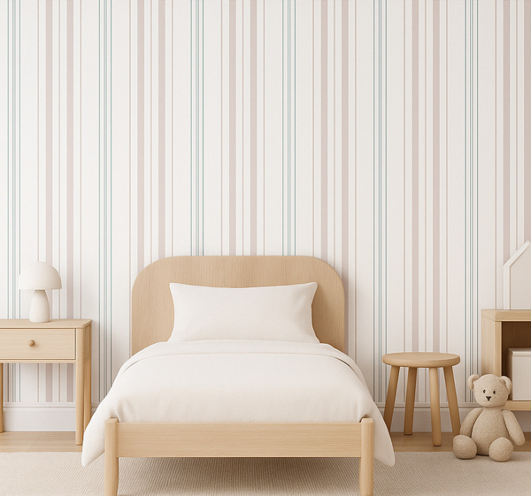 Barn tapet pastell tunna ränder - Tenstickers