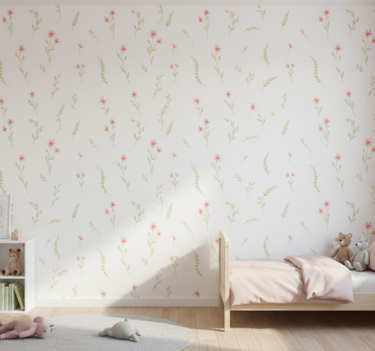 Barn tapet pastellängsblommor - Tenstickers