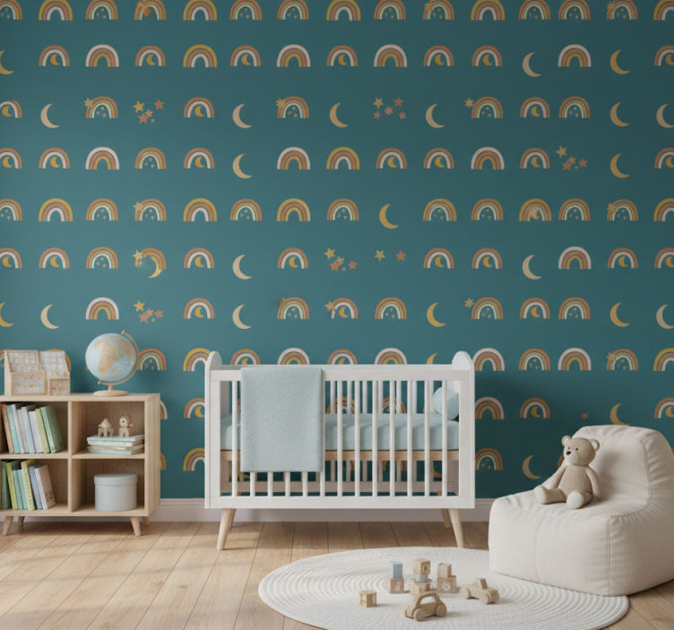 Barn tapet regnbågar och stjärnor - Tenstickers