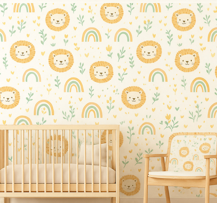 Barn tapet regnbåge och lejon design - Tenstickers