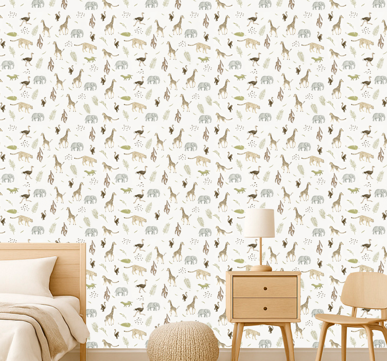 Barn tapet savannens djur barn - Tenstickers