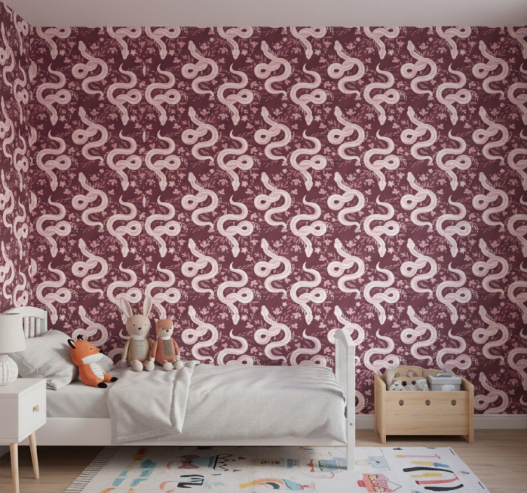 Barn tapet snurrande ormar blommor - Tenstickers