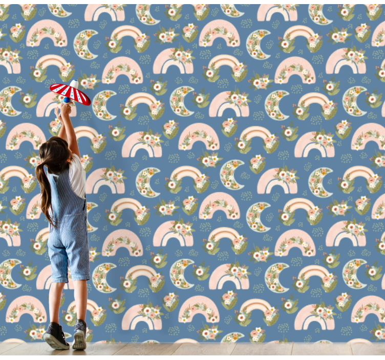 Barn mönster med våren regnbåge tapet - Tenstickers