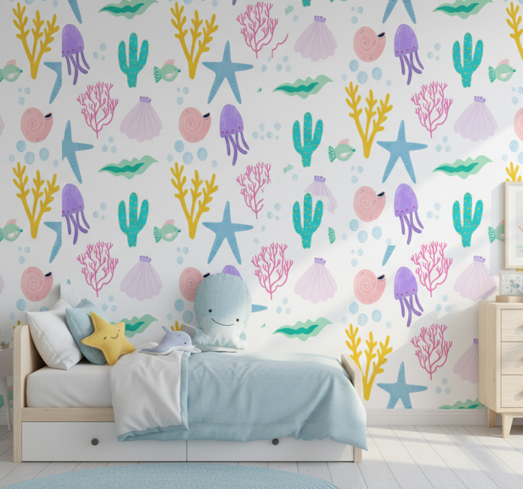 Barnsjöbottenmönster tapet sovrum - Tenstickers