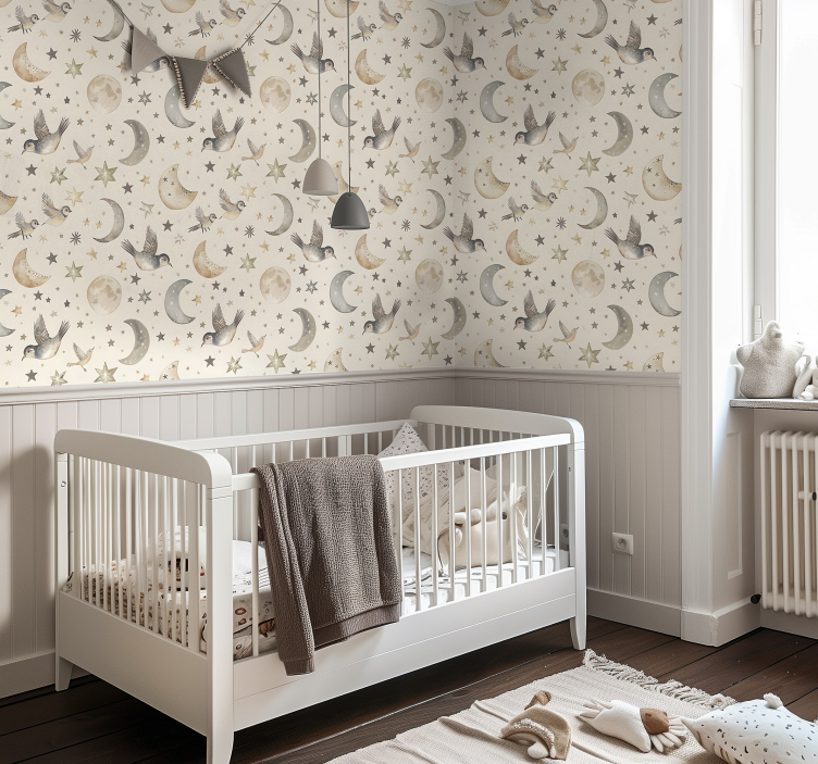 Beige natthimmel Bebis tapet - Tenstickers