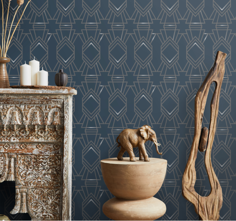 Blå geometrisk stil fyrkantig tapet - Tenstickers