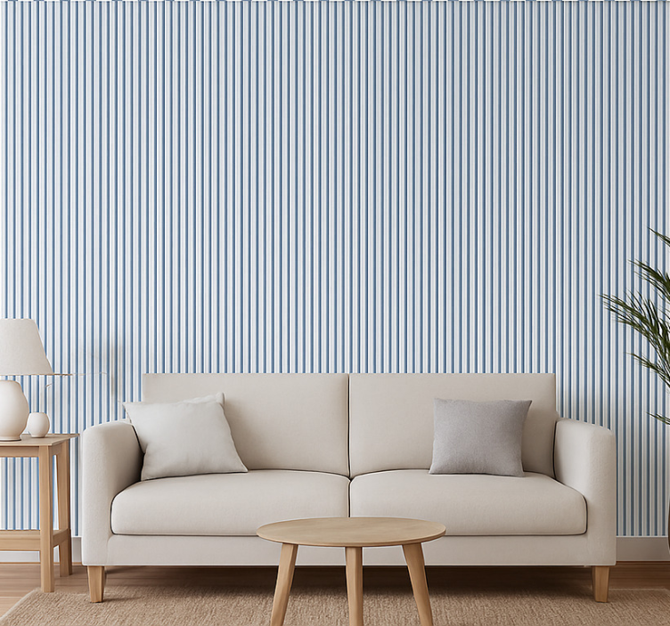 Blå och vita repetitiva ränder fondtapet vardagsrum - Tenstickers