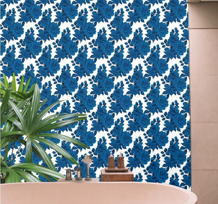 Blå ros blommar Tapet blommig - Tenstickers