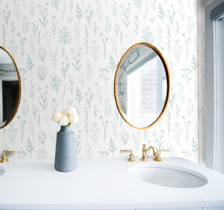 Blomma på en vit bakgrund blomma tapeter - Tenstickers