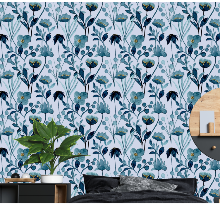 Blommig botanisk elegans Tapet blommor - Tenstickers