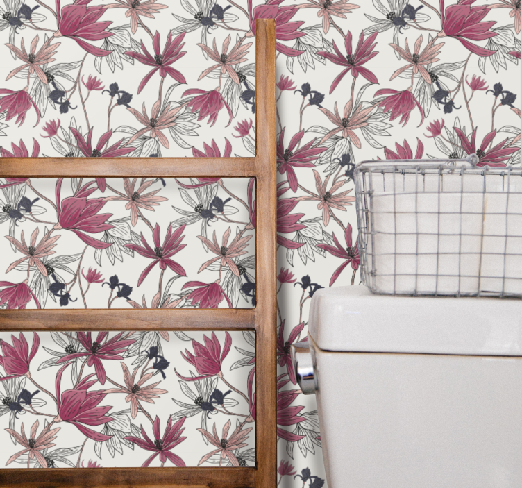 Blommig botanisk visning Tapet blommor - Tenstickers