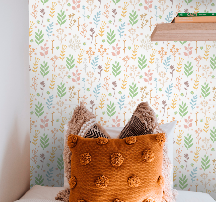 Blommig grönska accenter Tapet blommor - Tenstickers