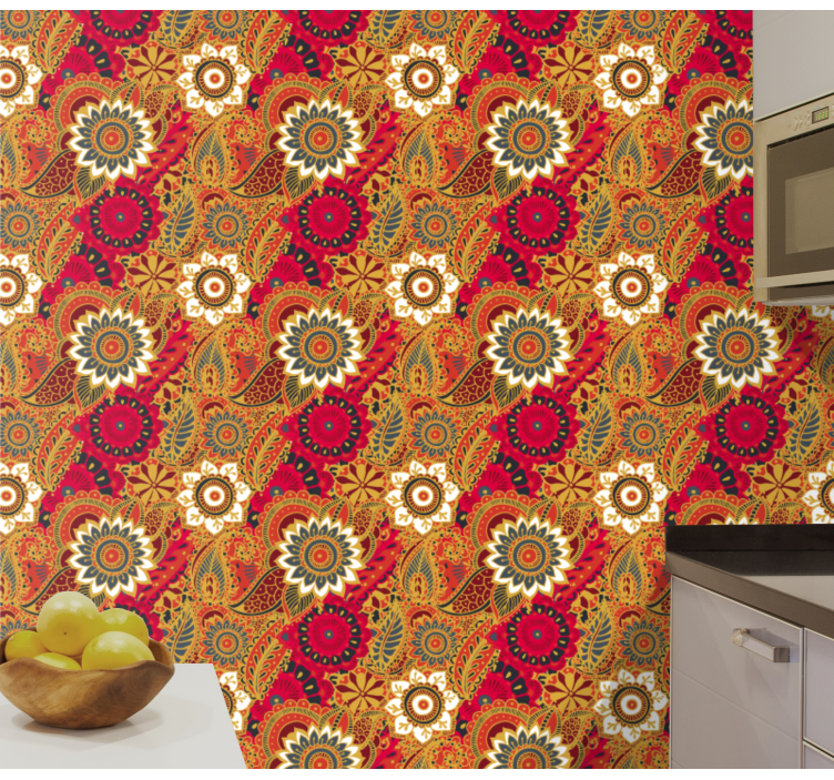 Blommig indisk prydnad blommig tapet - Tenstickers