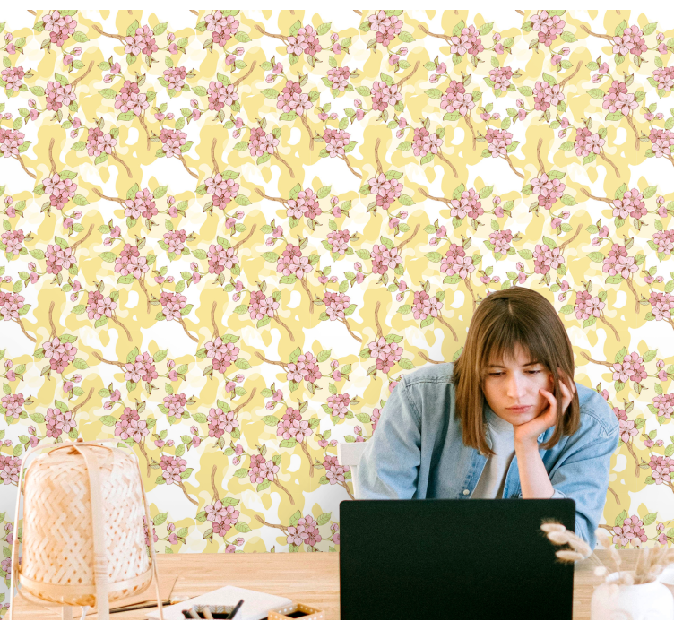 Blommig kaskad Tapet blommor - Tenstickers