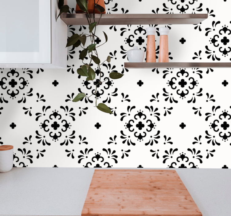 Blommig prydnad Tapet blommig - Tenstickers