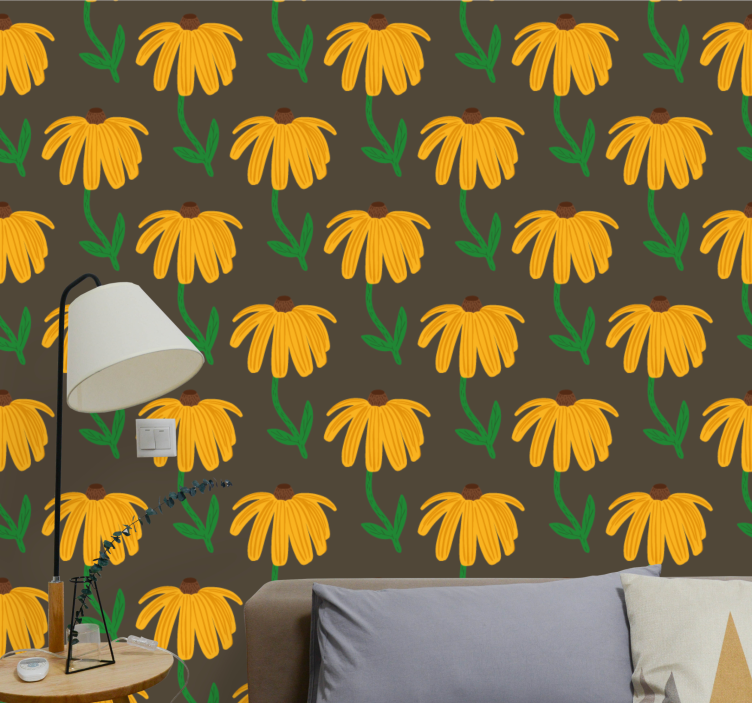 Blommigt emblem mönster Tapet blommor - Tenstickers