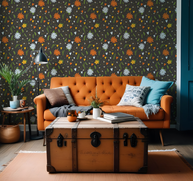 Blommigt glädjemotiv Tapet blommor - Tenstickers