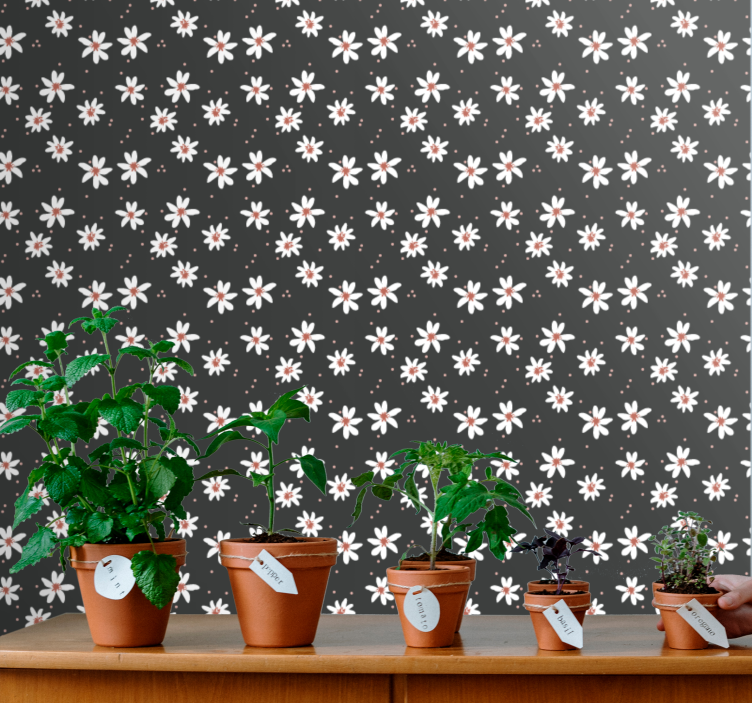 Blommönster upprepa Tapet blommor - Tenstickers