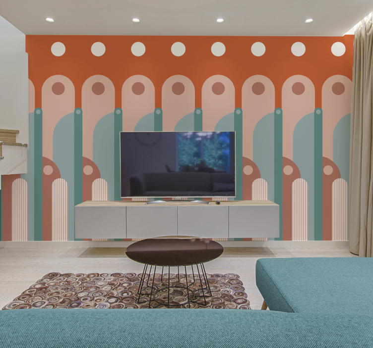 Böjda geometriska former fondtapet vardagsrum - Tenstickers