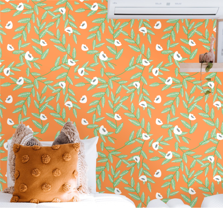 Botanisk bladsammansättning Tapet blommor - Tenstickers