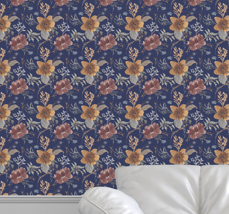 Botanisk elegans Tapet blommig - Tenstickers