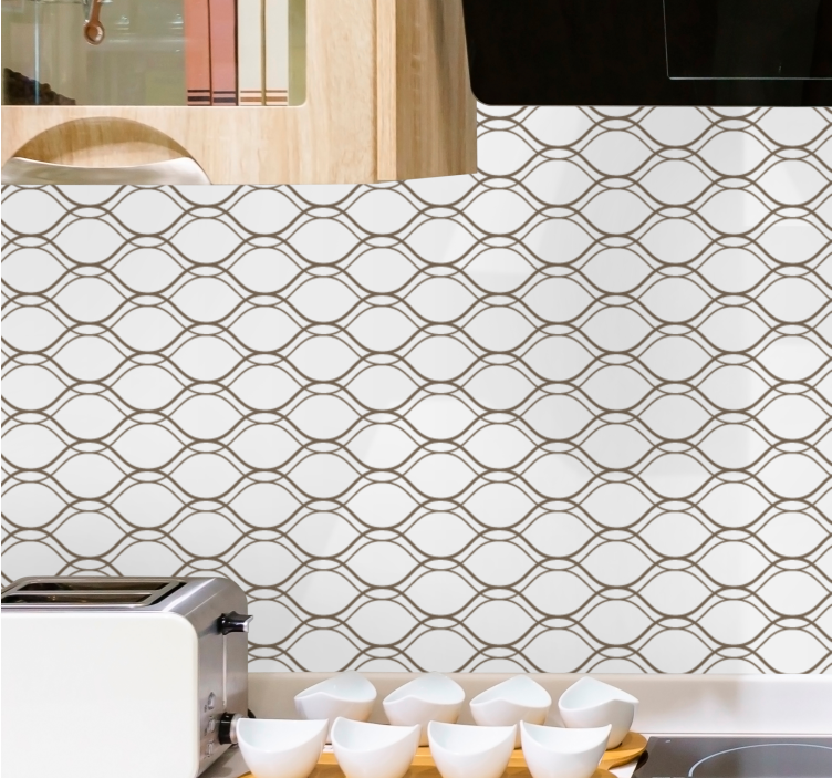 Brun vågigt geometriskt mönster tapet - Tenstickers