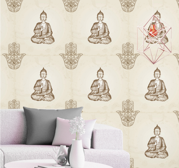 Buddha hamsa hand symbol abstrakt tapet - Tenstickers