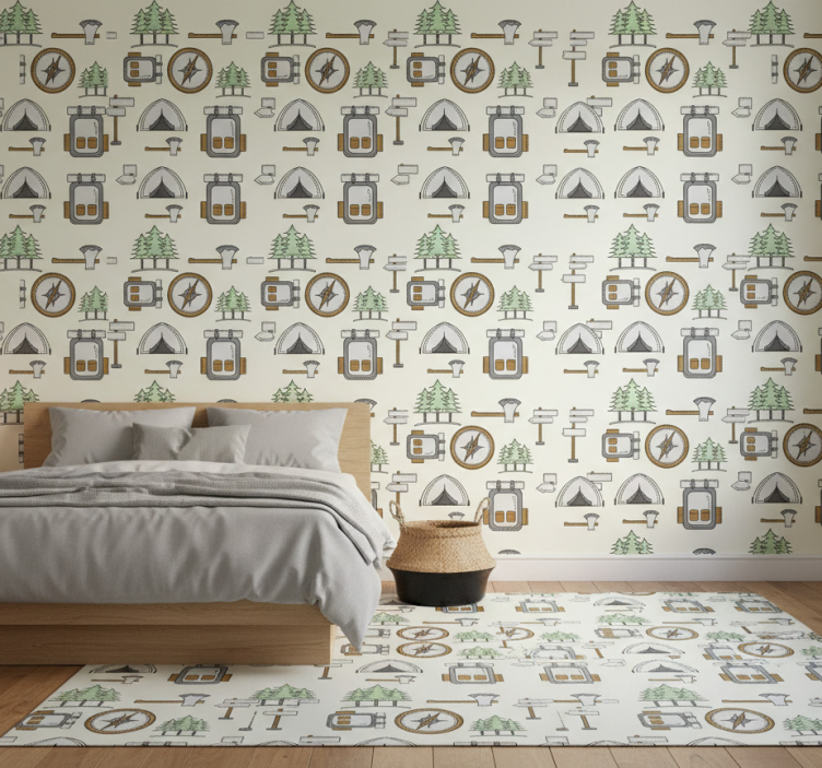 Campingväska skål huvudduk kompass tapet sovrum - Tenstickers