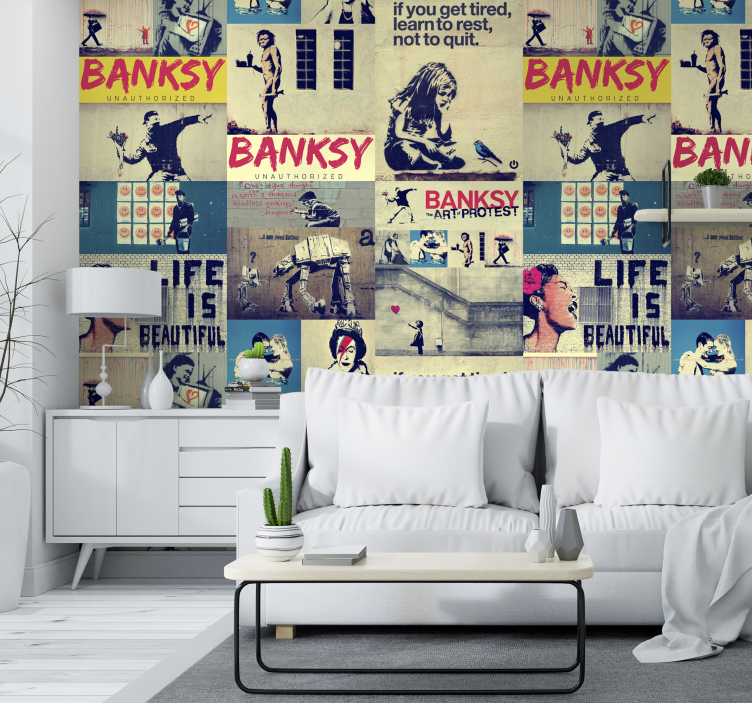 Collage - bansky konst tapeter - Tenstickers